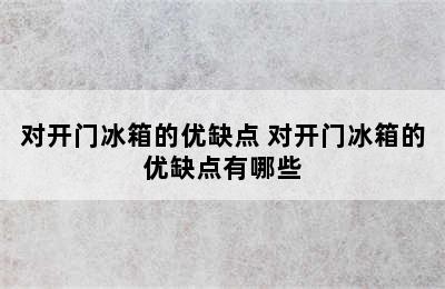 对开门冰箱的优缺点 对开门冰箱的优缺点有哪些